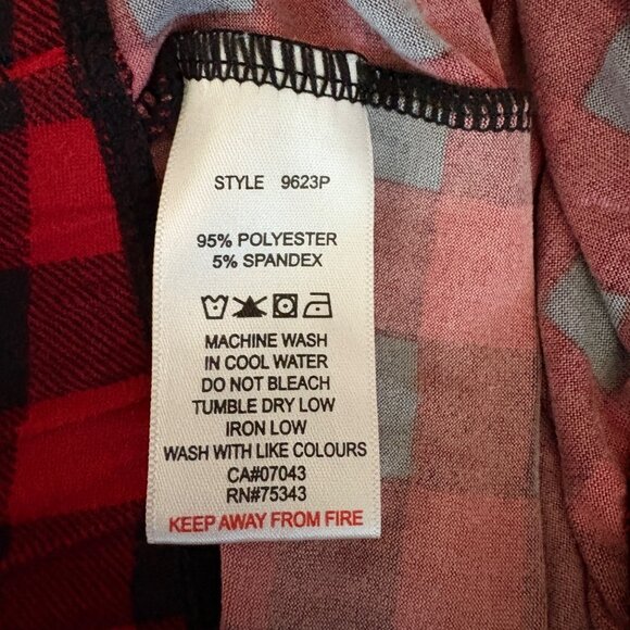 Santas Treasures Red Black Plaid Christmas Pajama Set Womens Sz 1X Cozy Stretch - Picture 5 of 8